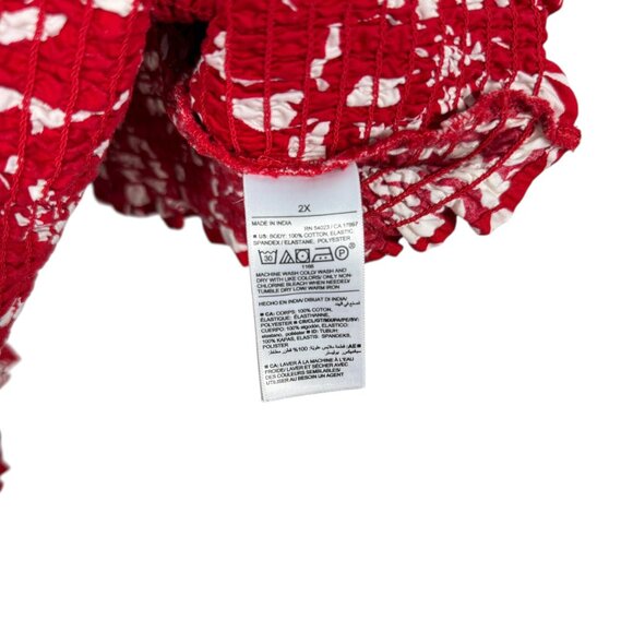 Old Navy Fitted Ruffle Floral Top Womens 2X Red Floral Smocked Boho Hawaiian - Picture 6 of 6